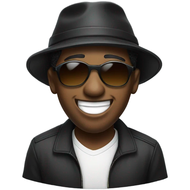 Laughing black man with hat on backwards and sunglasses emoji