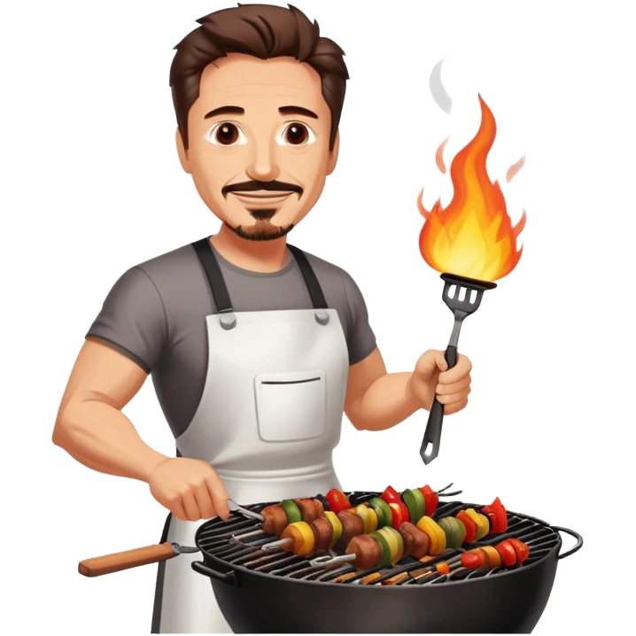 Tony Stark is grilling shashlik on the barbecue. emoji