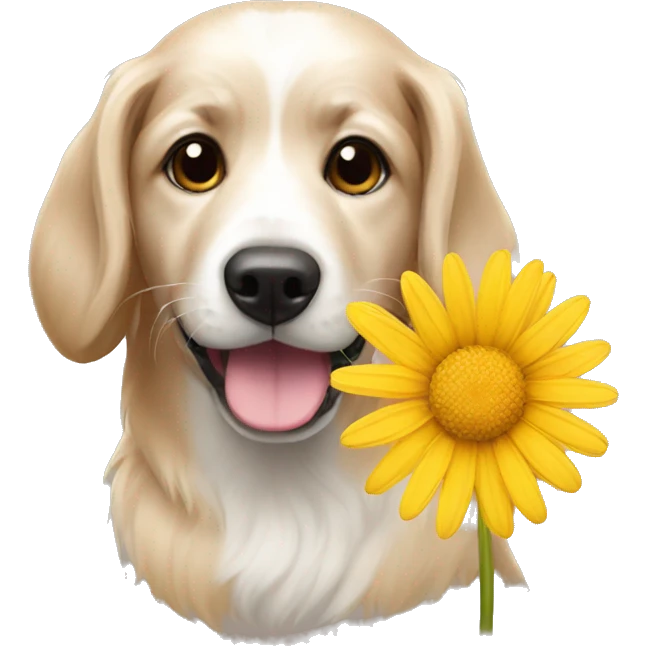 A dog as a daisy flower  emoji