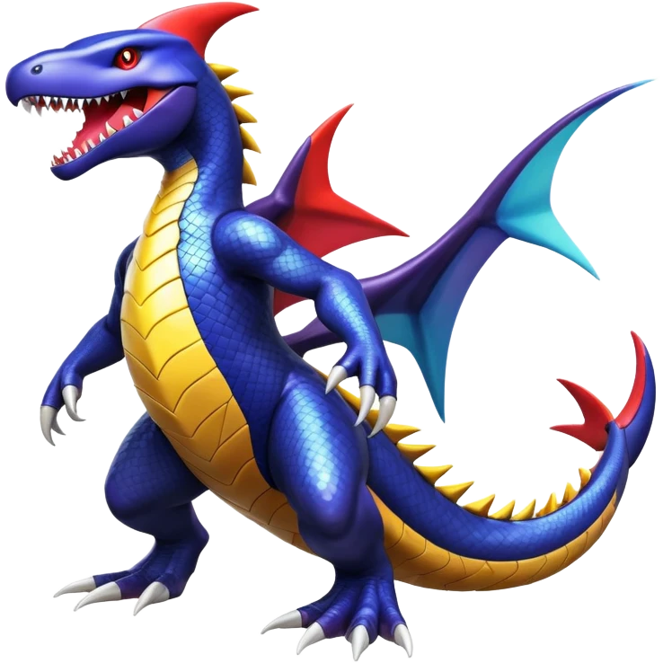 Shiny Exotic Colorful epic Garchomp-Koraidon-Fakémon-hybrid-creature (full body)  emoji