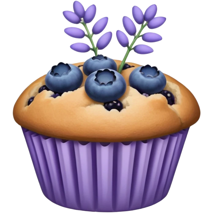 Lavender flower sprig muffin with blue berries emoji