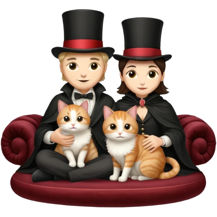 magician couple and their pet cat emoji