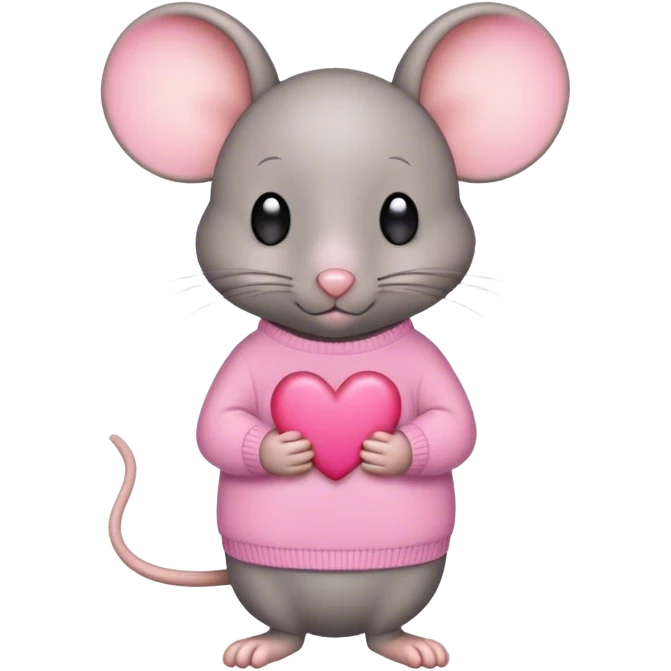 dark grey mouse wearing pink heart sweater  emoji