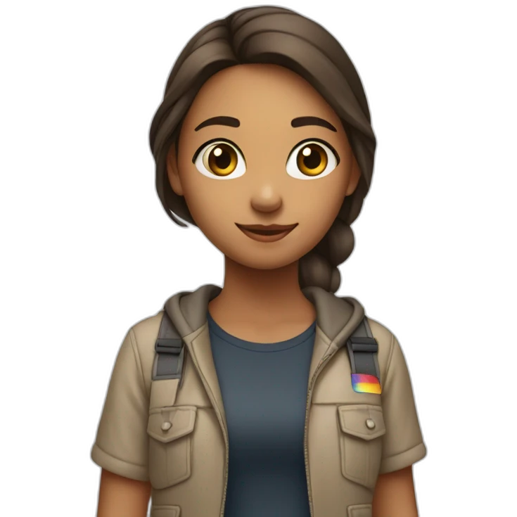 A teen girl standing infront of 'Instagram' logo emoji