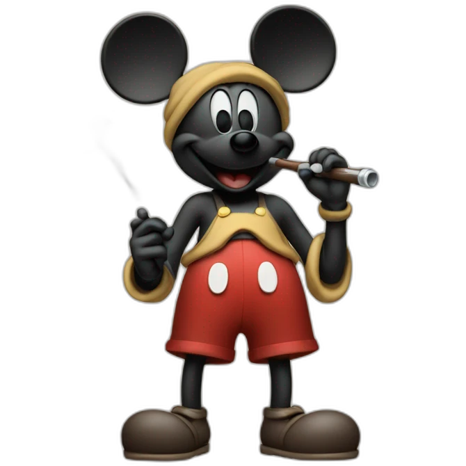mickey mouse holding a pipe with both hands emoji