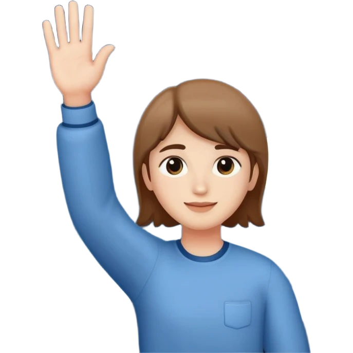 a person waving and saying good night, moon and stars in background, peaceful and warm emoji