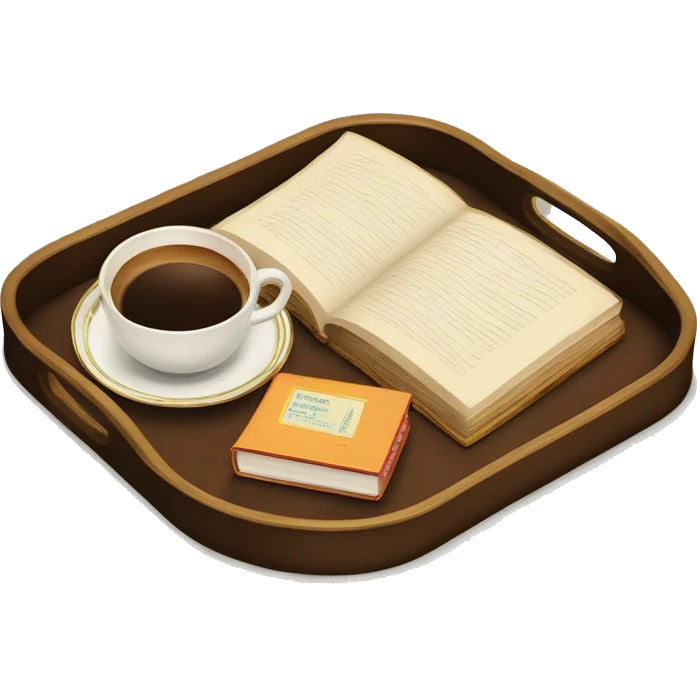 vintage tray with books and coffee  emoji