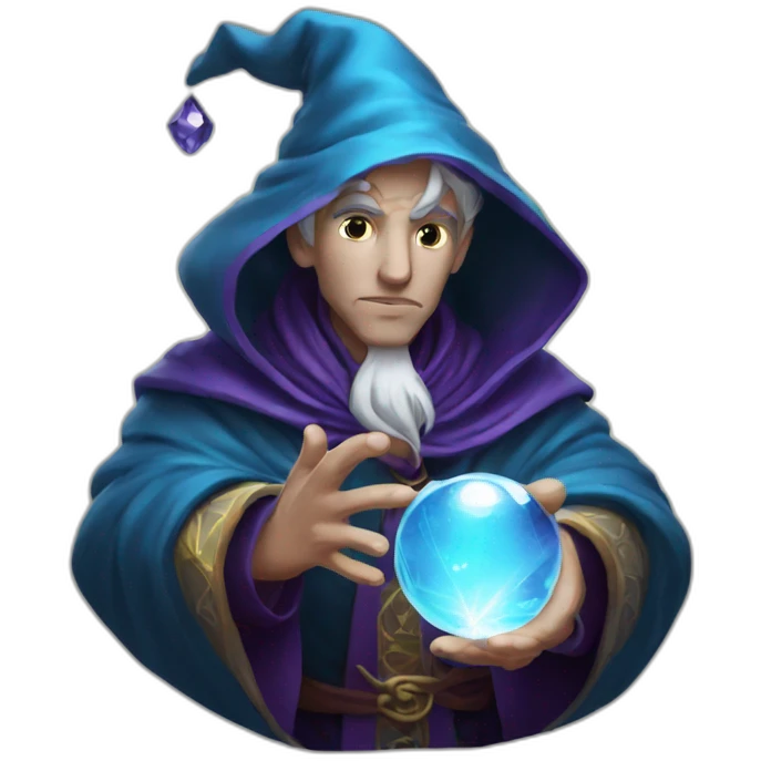 mage with thinking face holding crystal ball emoji