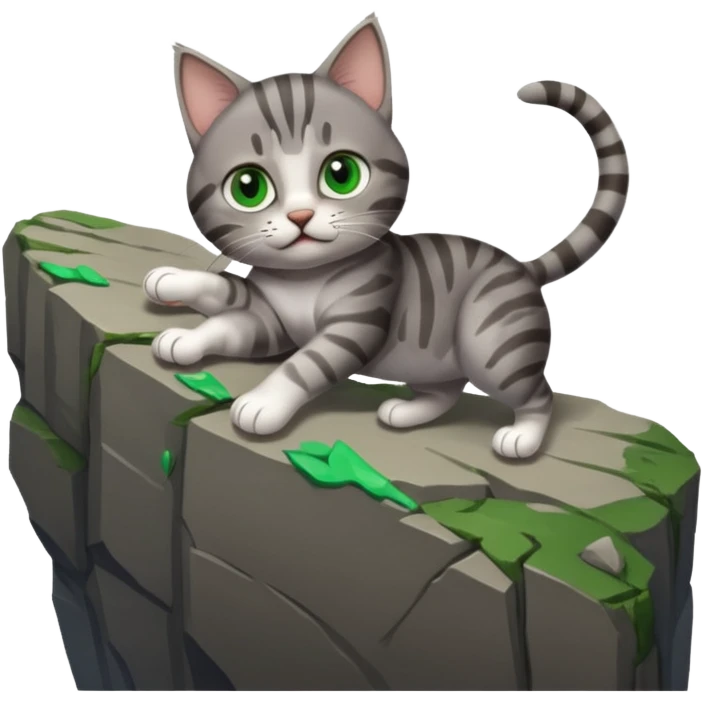 a cat holding another cat hand that fall under cliff emoji