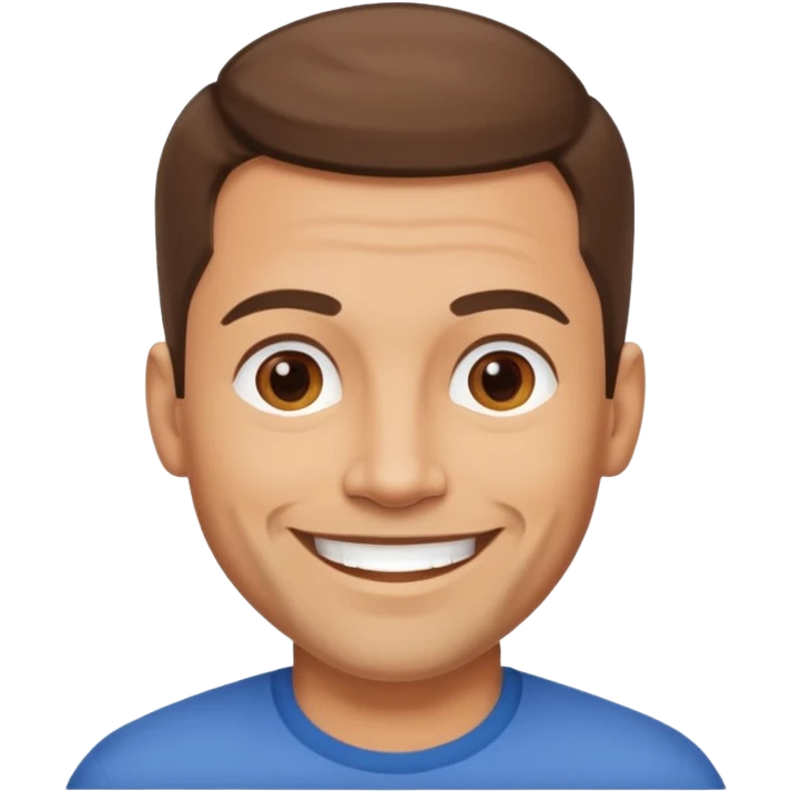 Happy light skin40 brown hair year old fit man with  town hair emoji