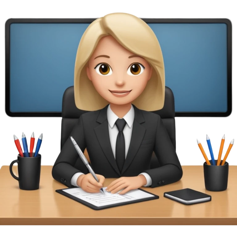 une image de 3/4 avec un recruteur à son bureau APS DE FACE DE 3/4 emoji