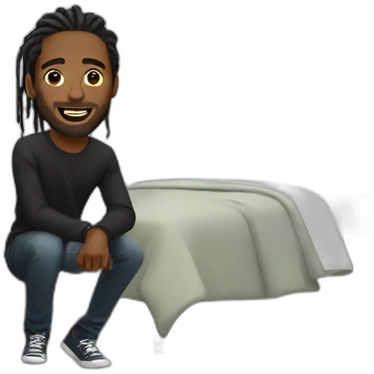 Black man dreadlock in a bedroom emoji