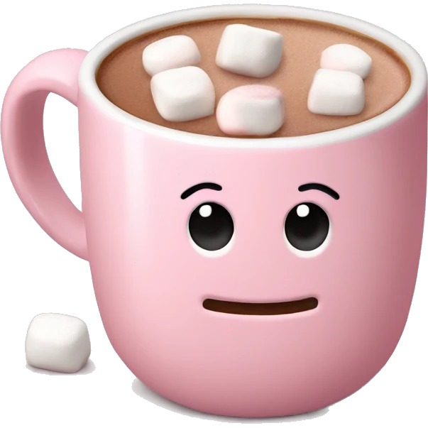 Light Pink mug of hot chocolate with marshmallows  emoji