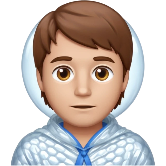 Brown haired man wrapped in a roll of bubble wrap emoji