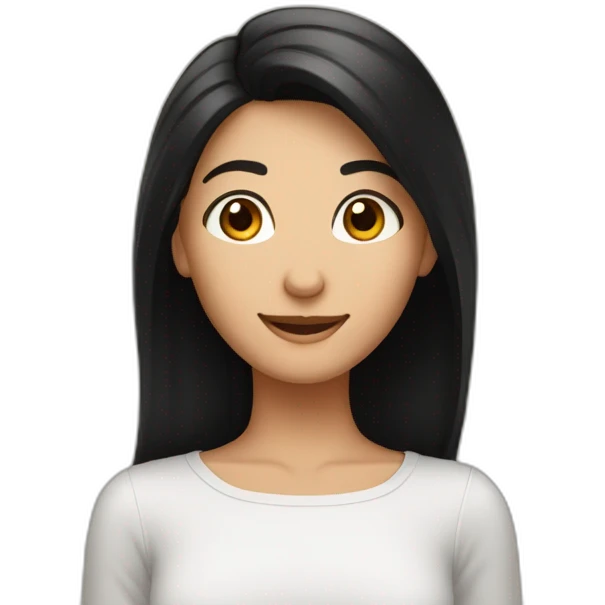 A beautiful person with black hair and brown eyes appears happy waiting for a surprise   emoji