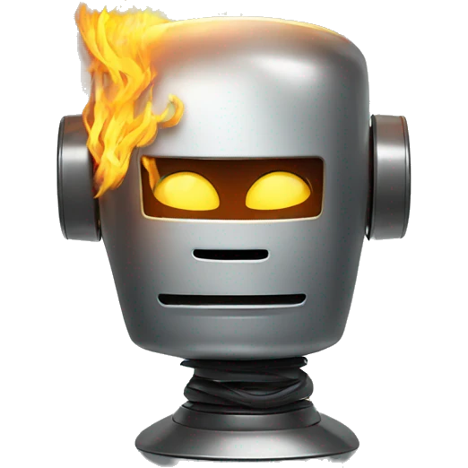 Cross on fire on robot head emoji
