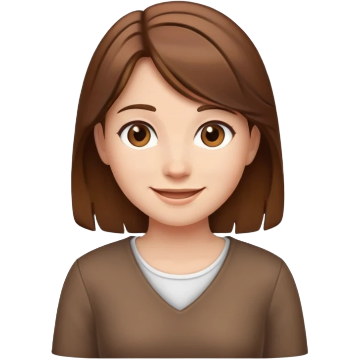 girl with brown hair standing up smiling emoji