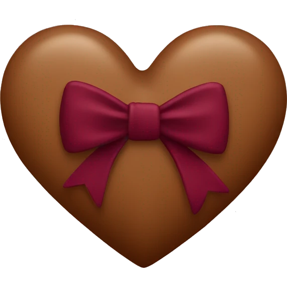 Brown heart with a burgundy bow emoji