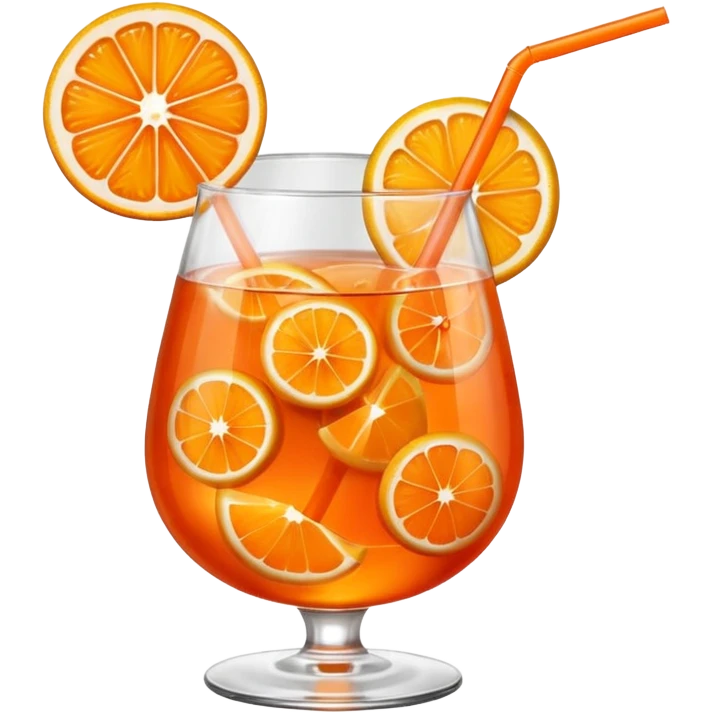 Mach mir einen Aperol in Emoji Stil - eine Orangenscheibe im Glas und ein Strohhalm - keine Deko  emoji