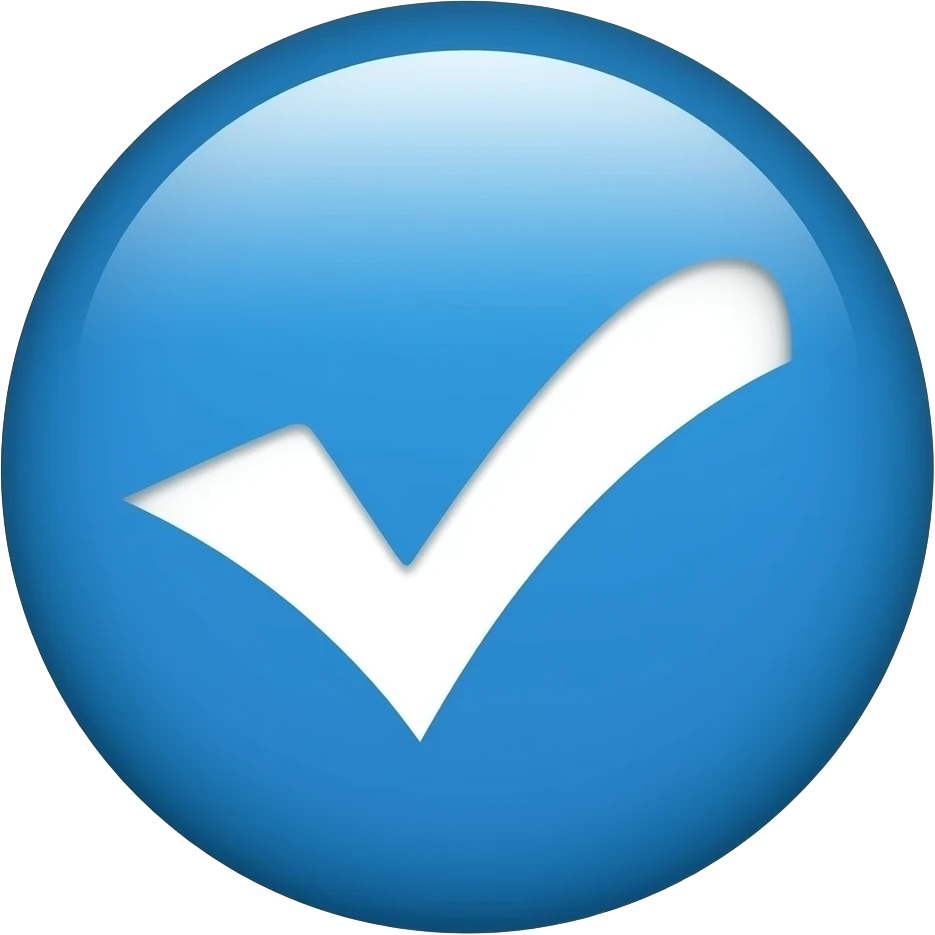 Emoji de un círculo azul con un visto en el centro emoji