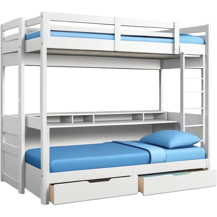 Triple bunk bed white with desk underneath  emoji