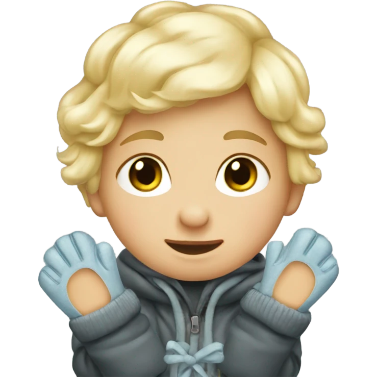 blonde babyboy wearing mittens emoji