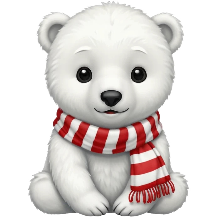 baby polar bear with red stripes scarf  emoji