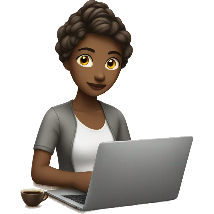 girl with laptop and coffee emoji