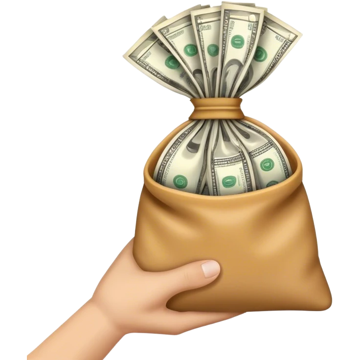 a hand holding a bag of money emoji
