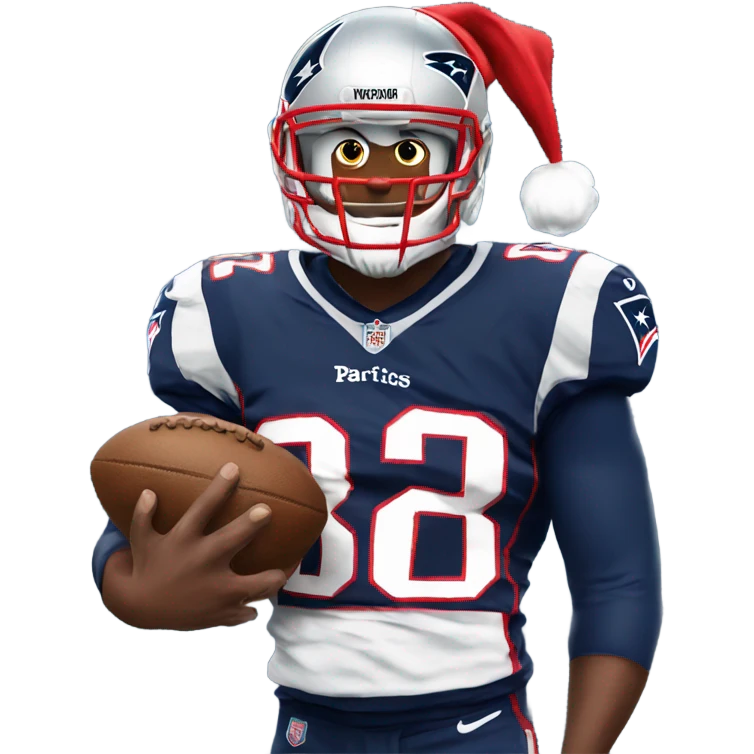 Patriots player opening a stocking emoji