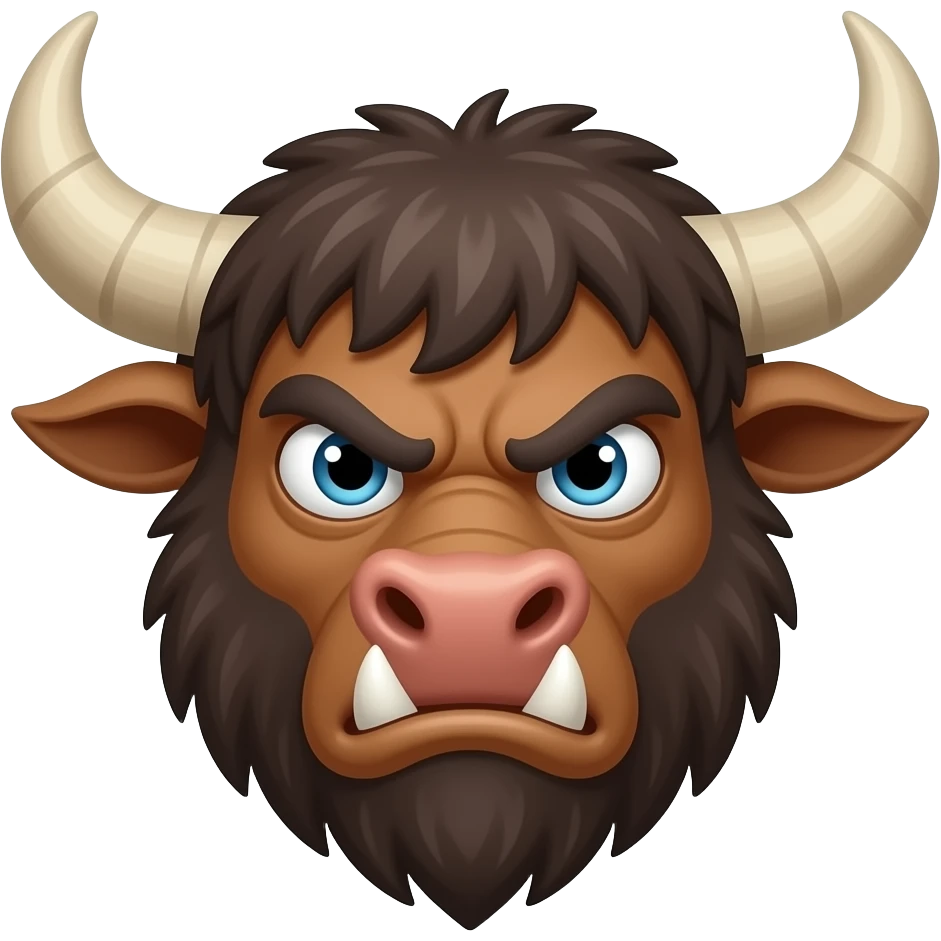 somewhat perplexed minotaur trying to look fierce emoji