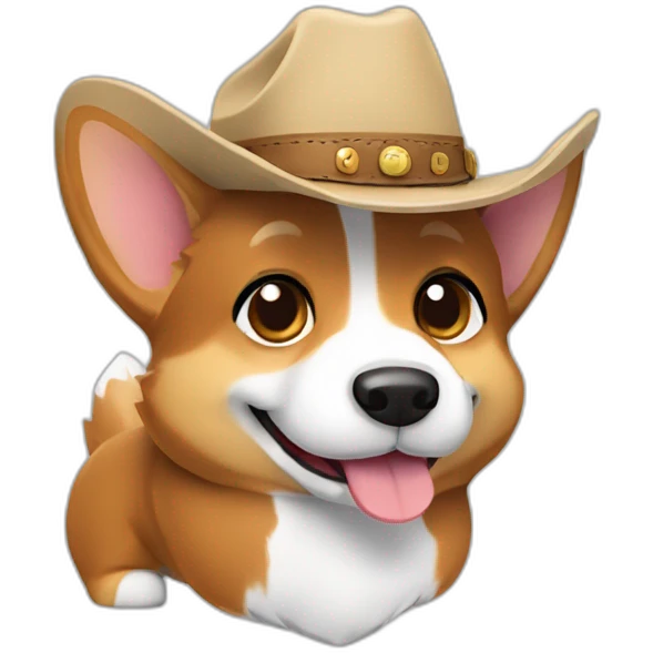  tricolor corgi wearing cowboy hat emoji
