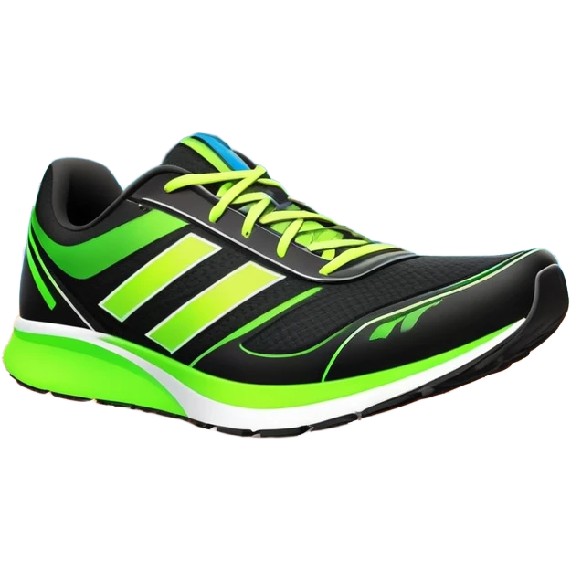 Running shoes placed on a professional track, ready for a sprint. The vibrant background features a stadium with cheering fans, a bright blue sky, and a digital timer displaying race time. Motion lines emphasize speed and energy. Transparent background highlights the athletic spirit. emoji
