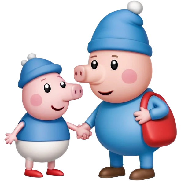 peppa pig holding hands with papa smurf emoji