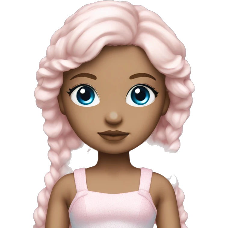 ocean blue doll eyes, brun hair, feminine, pink, girl, angelic emoji