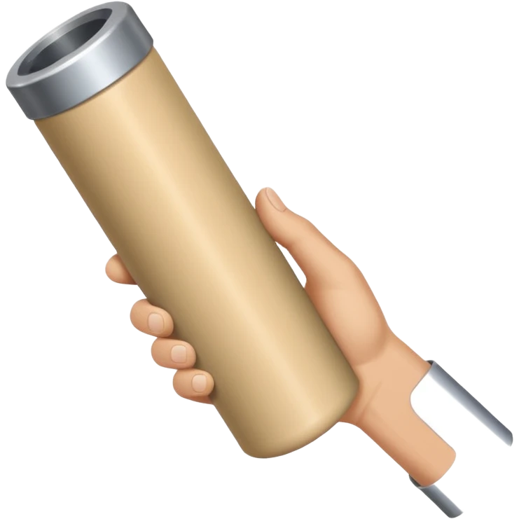a beige skin colored hand holding a cylindrical tube, no sleeves, no clothes emoji