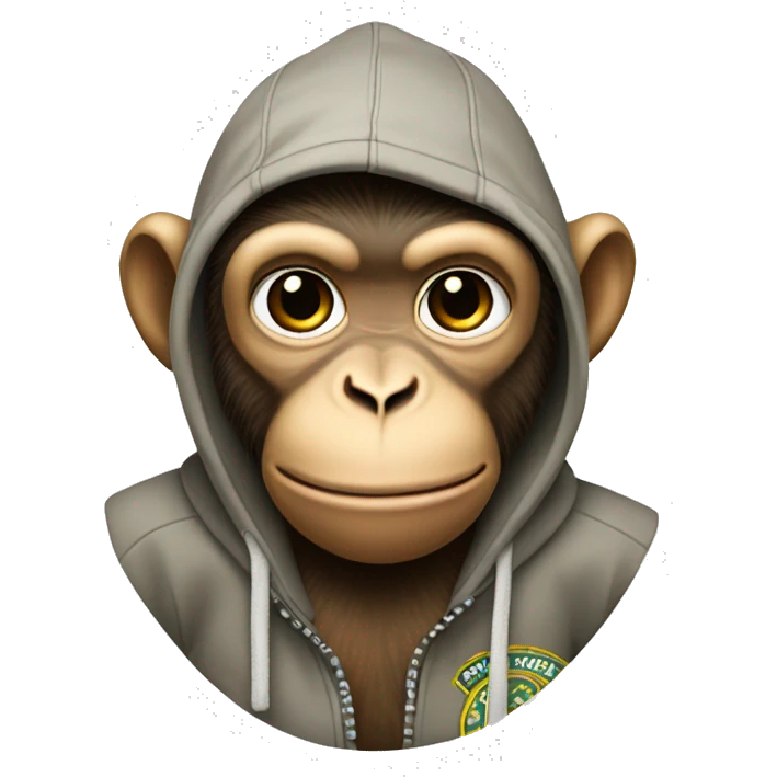 An athletic monkey in a stone island hoodie. emoji