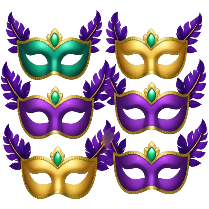 3 mardi gras masks lined up in a row emoji