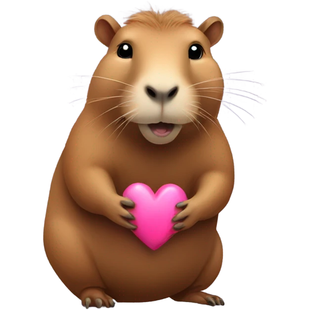 Capybara holding a heart emoji