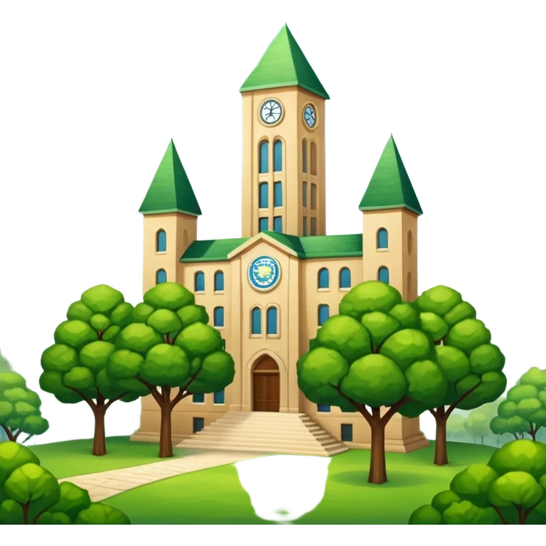 paisaje verde con una universidad emoji