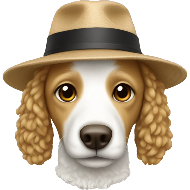 Tan white doodle wearing a hat emoji