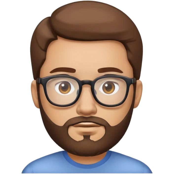 man with brown hair, glasses and a beard emoji