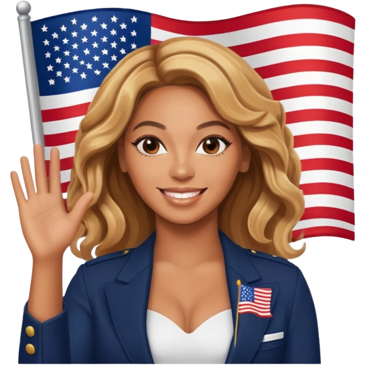 Beyonce with waving american flag emoji