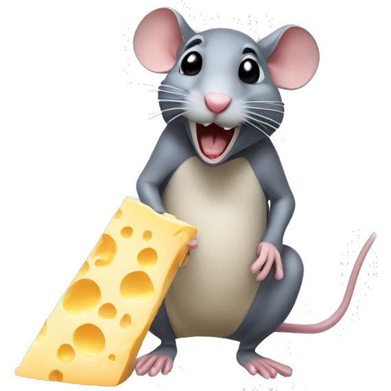 A rat drooling while eating cheese emoji