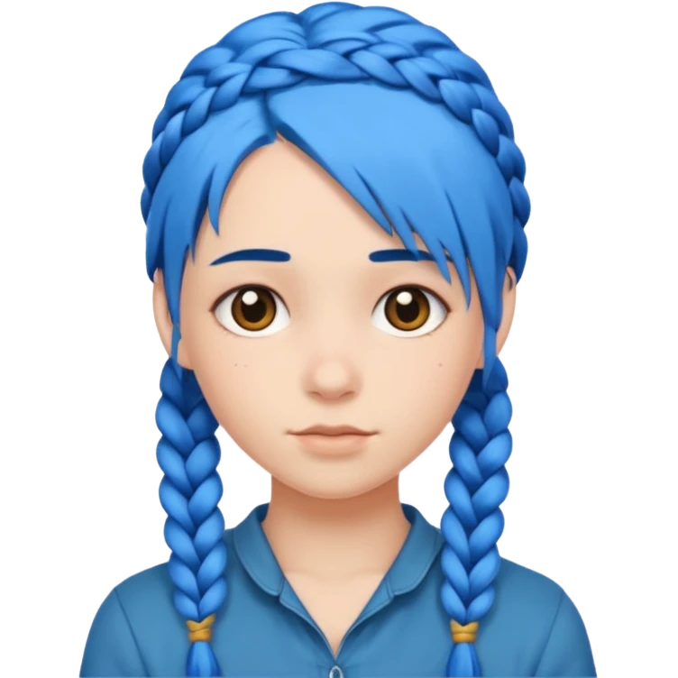 blue hair with braids emoji