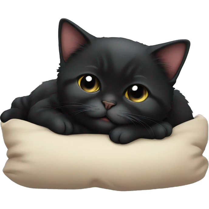 Black munchkin cat sleeping emoji