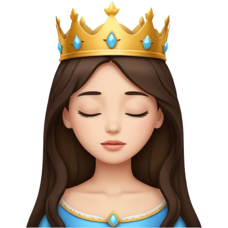 a brunette hair beautiful princess closing her eyes calmly emoji