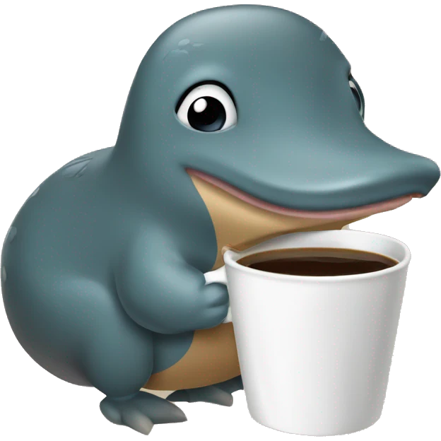 Cute Platypus drinking coffee to go emoji