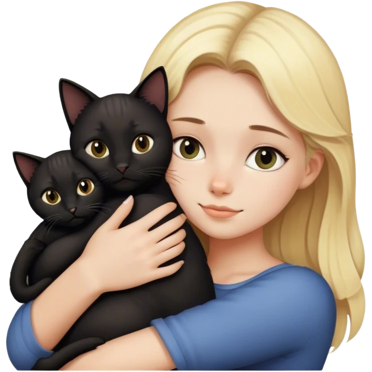 Blonde girl cuddling black cat emoji