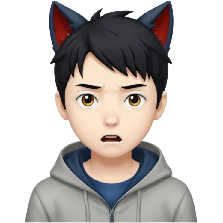 Wolf Anime Boy scared emoji